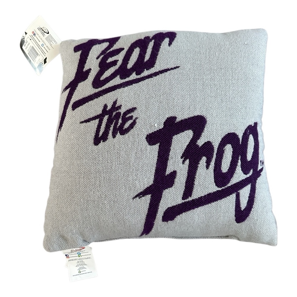 TCU Texas Christian university throw pillow fear the frog purple & white - Picture 3 of 9